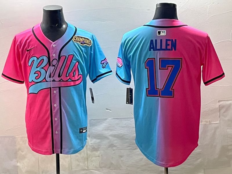 Men Buffalo Bills #17 Allen Blue pink Nike Limited 2025 NFL Jersey style 006